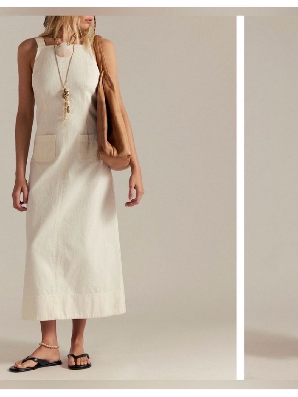 NWT Free People Dex Denim Midi Dress - ecru cream white - XS - Picture 2 of 9